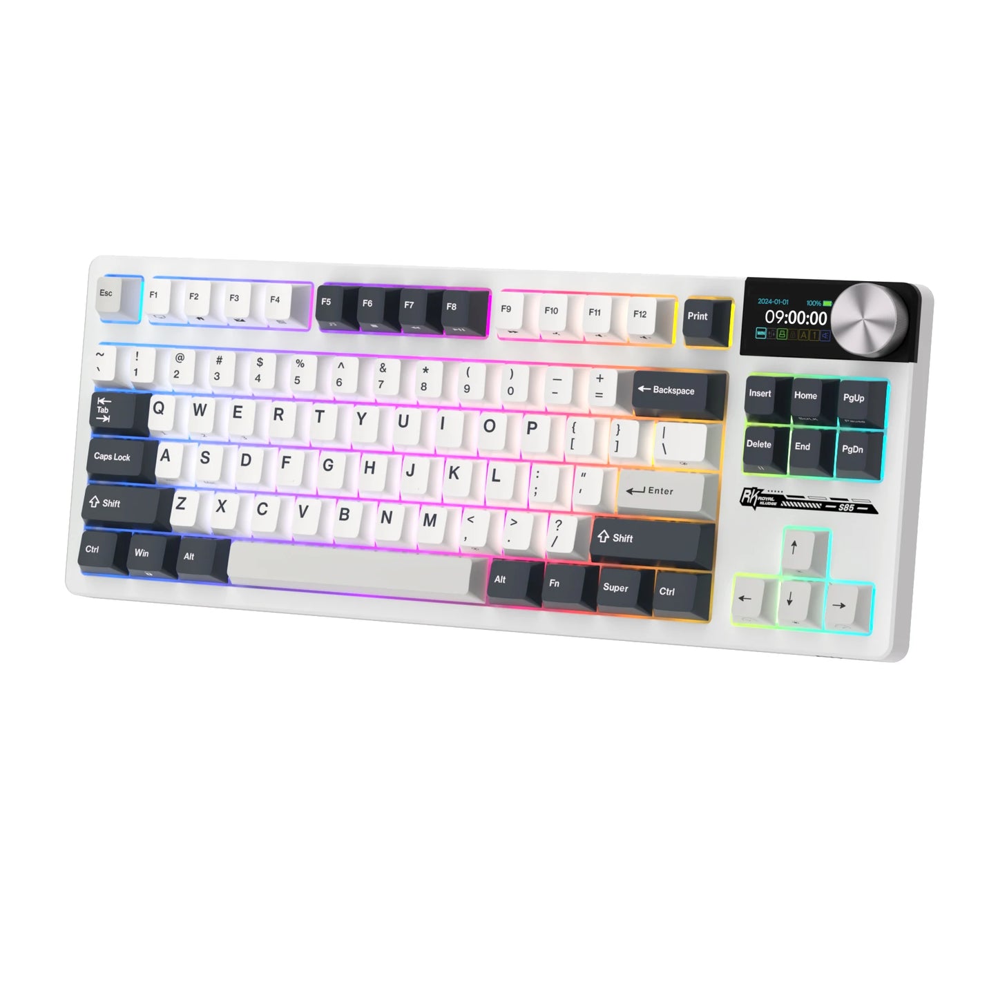 RK ROYAL KLUDGE S85 TFT Color Screen Mechanical Keyboard Tri Mode Wireless 85 Keycaps Hot-Swappable Gamer Keyboard RGB Backlit