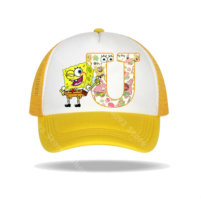 Καπέλο μπέιζμπολ SpongeBob SquarePants για παιδιά και ενήλικες με τυπωμένα γράμματα, καπέλα ηλίου, anime, καρτούν, ρυθμιζόμενα καπέλα με γείσο, καλοκαιρινό καπέλο για καθημερινή χρήση, νέο