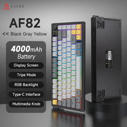 AJAZZ AF82 Office Low-Profile-Tastatur RGB kabelgebundene/kabellose Gaming-Tastatur 75%-Layout 82 Tasten 4000mAh Akku für Win/Mac