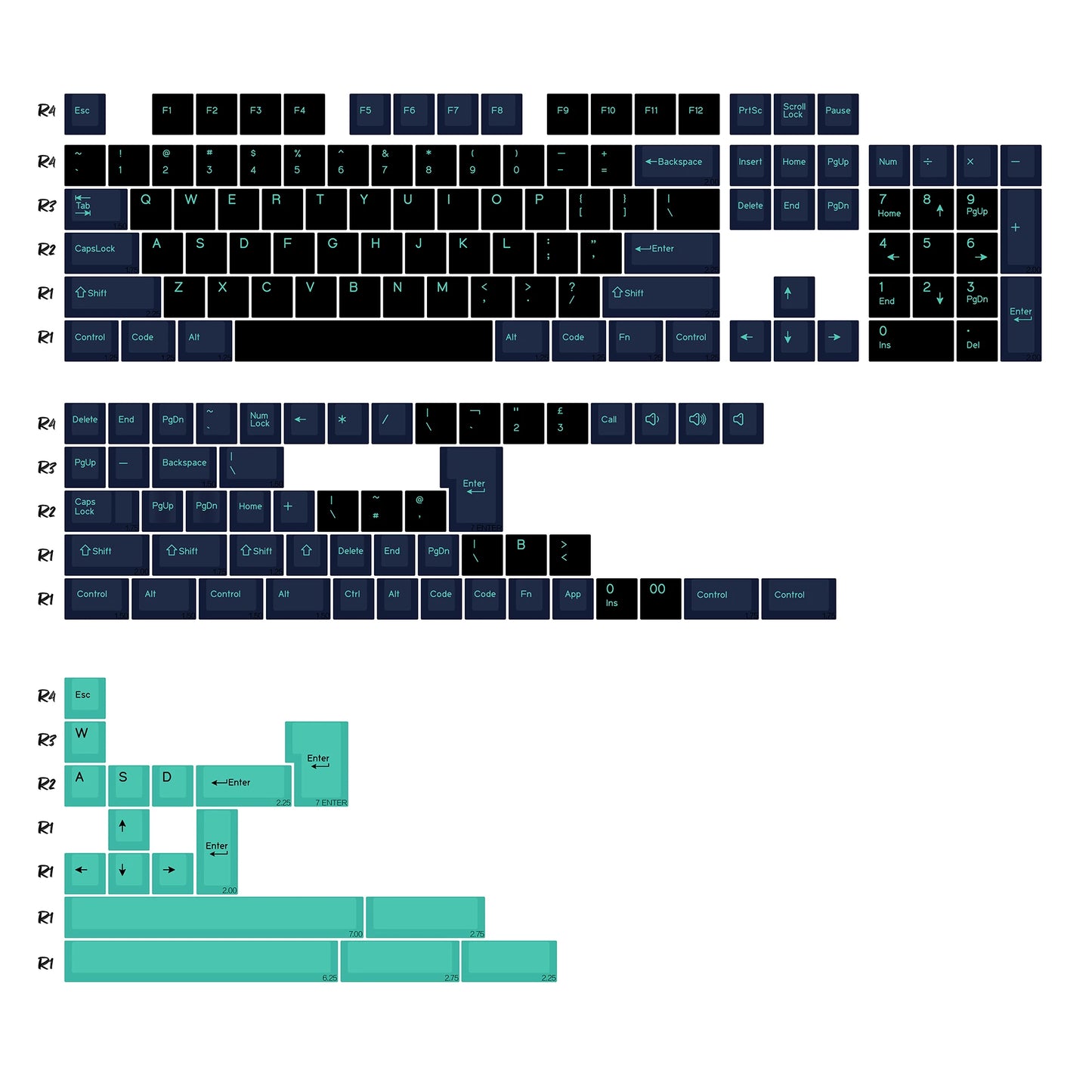 KBDiy GMK MarrsGreen Tastenkappen Retro PBT ISO Double-Shot Cherry-Profil Tastenkappen für MX-Switches Mechanische Gaming-Tastatur-Tastenkappen