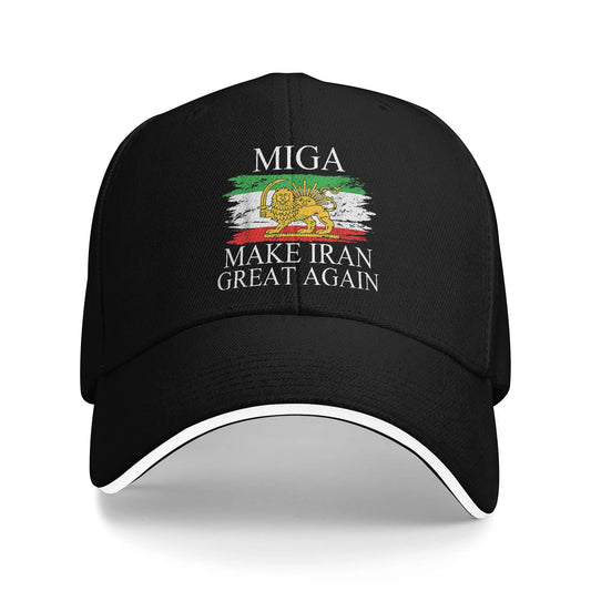 Make Iran Great Again Emblem Of Iran MIGA Gift Sun Baseball Cap Summer Unisex Trucker Hat High Quality Baseball Caps