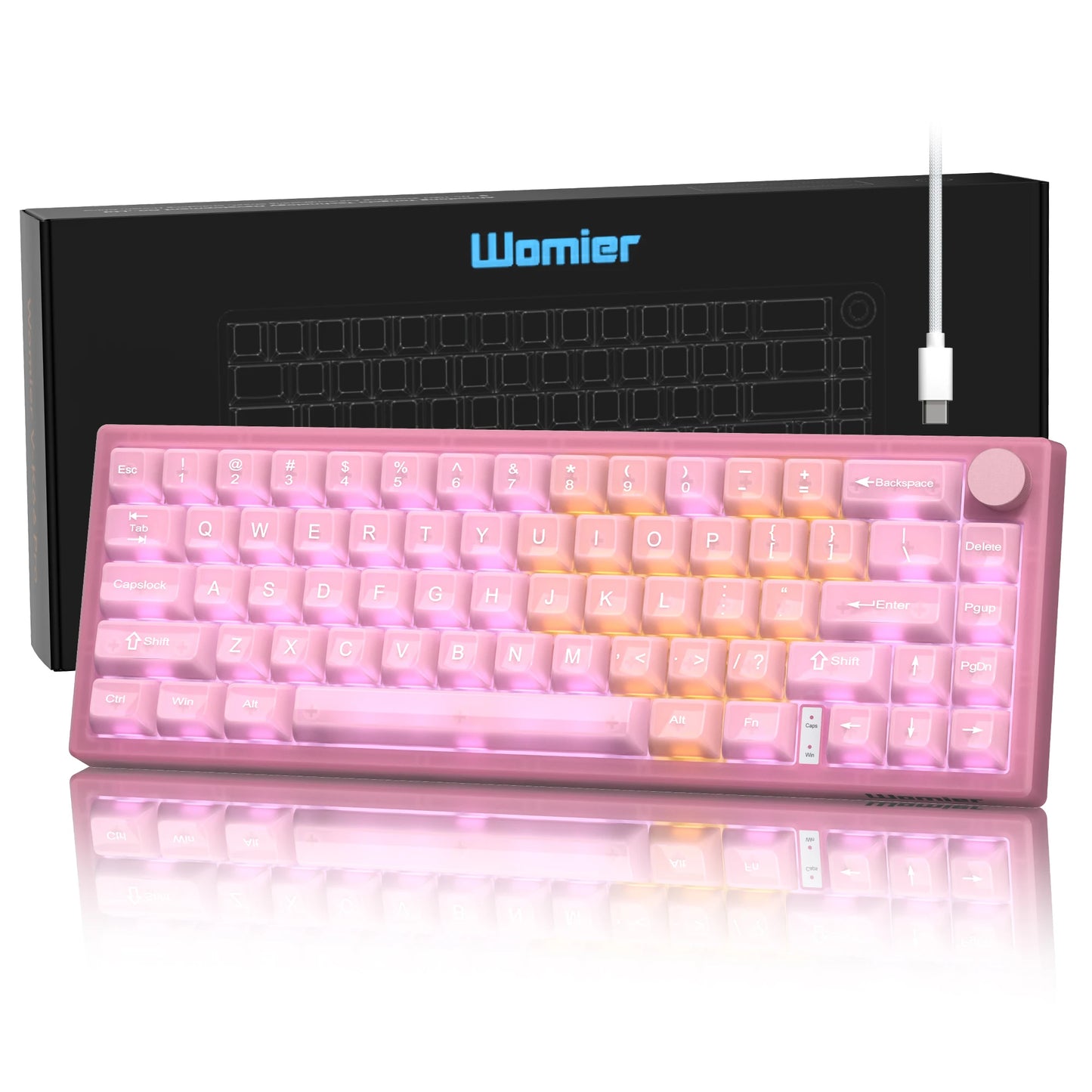 Womier VK66 PRO Pink Hot Swap Gaming Keyboard Gasket Mount RGB Gamer Keyboard Wired QMK/VIA Mechanical Keyboard for Win Mac PC