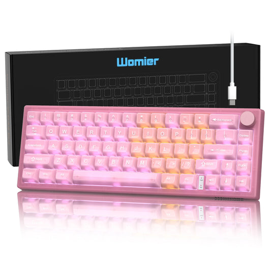 Womier VK66 PRO Pink Hot Swap Gaming Keyboard Gasket Mount RGB Gamer Keyboard Wired QMK/VIA Mechanical Keyboard for Win Mac PC