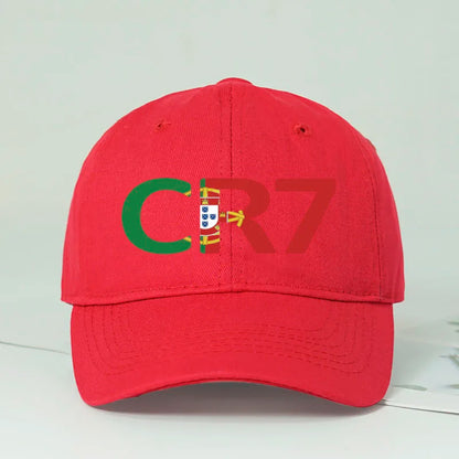 CR7 Portugal Print Black Baseball Cap Adjustable Unisex Football Player Casual Sun Hat