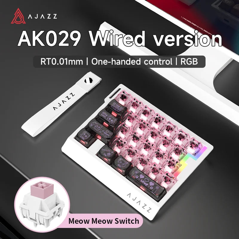 AJAZZ AK029 Wired One-Handed Gaming Keyboard with HE Magnetic Switch, 8000Hz RGB Mini Mechanical Keyboard, 29 Keys for PC Gaming
