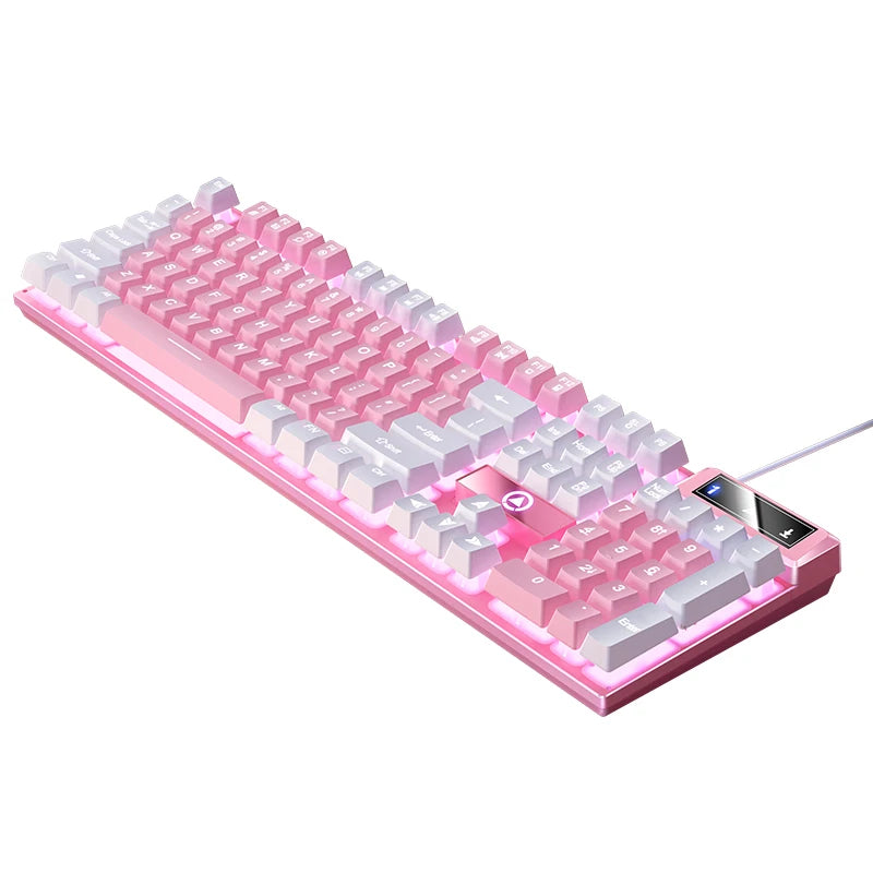 Kabelgebundene USB-Gaming-Tastatur mit Hintergrundbeleuchtung, 104-Tasten-Gamer-Tastatur für Computer/Laptop/PC, ergonomisches Design, Office-Gaming-Zubehör
