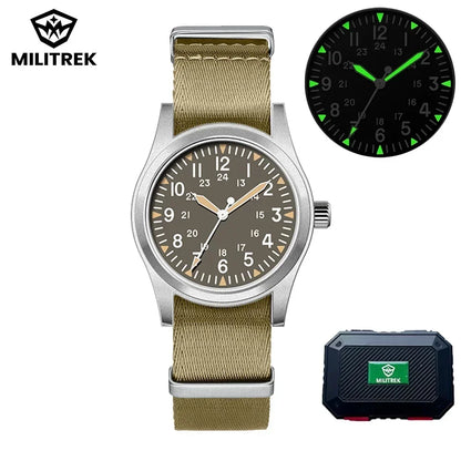 MILITREK 2026 New Military Retro Men's VH31 Quartz Watch 37mm Sapphire Stainless Steel 100m Waterproof C3 Luminous Watch for Men