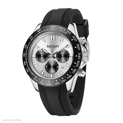 Montre homme MEGIR, marque de luxe, montre de sport à quartz, bracelet en acier inoxydable, étanche, chronographe, montre-bracelet