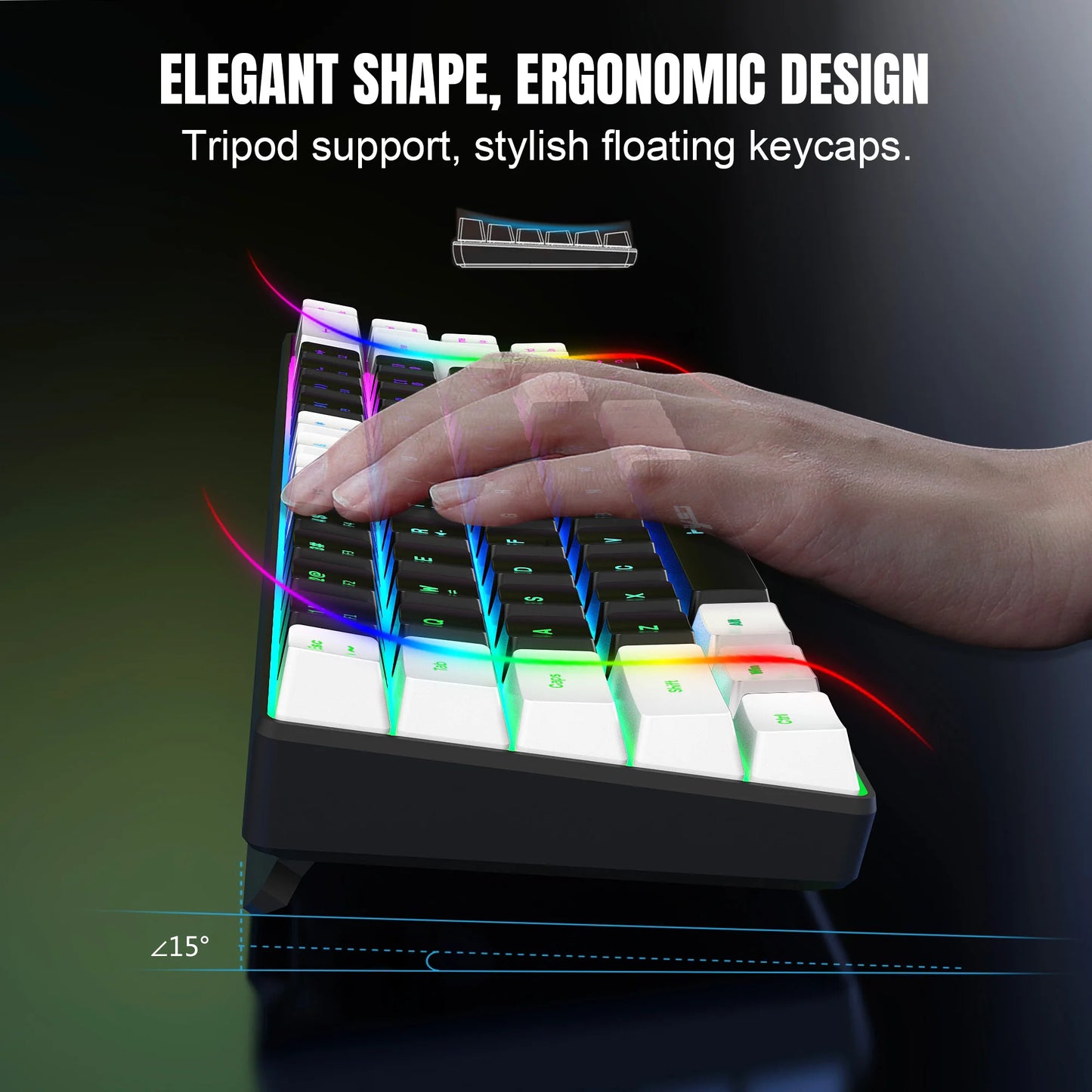 68 Keys Gaming Keyboard USB Wired RGB Gaming Keyboard with 20 Backlight Modes, Compact Mini Gaming Keyboard for Windows PC Laptop Desktop