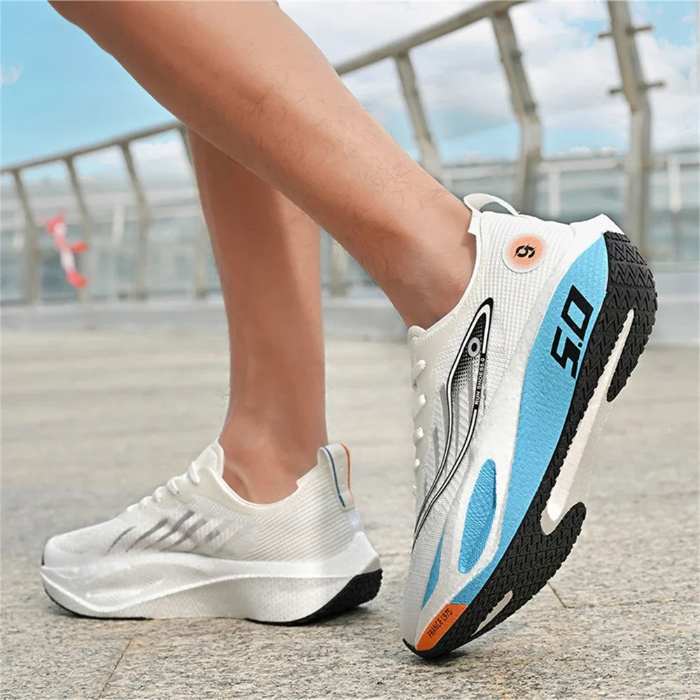 Baskets de sport pour homme FourSeasons, chaussures de course CarbonPlate, chaussures de marathon respirantes et confortables, chaussures d'entraînement d'athlétisme, marche