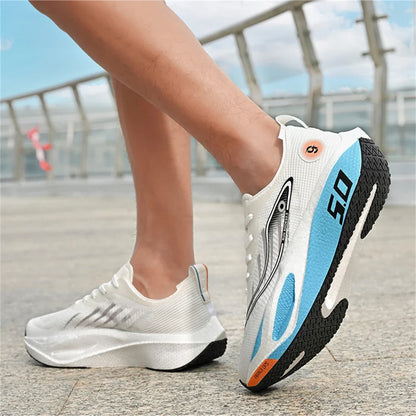 Baskets de sport pour homme FourSeasons, chaussures de course CarbonPlate, chaussures de marathon respirantes et confortables, chaussures d'entraînement d'athlétisme, marche