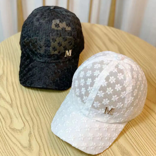 Lace Flower Thin Baseball Cap Female Spring And Summer Sunscreen Hollow Cap Breathable Sweet Adjustable Head Circumference