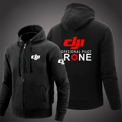 Dji Professional Pilot Drone Spring Autumn Casual Men's Solid Color Zipper Pullover Hoodie Coats Sportswear Fashion Long Sleeve, produit gaming premium Fraquane