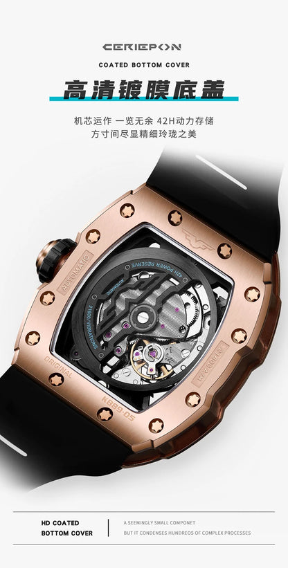Custom Men's Watch Luxury Automatic Watches for Men High-end Hollow Rose gold Stainless Steel Mechanical Wrist Watch Reloj Clock