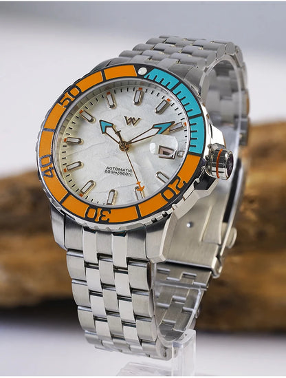 Zegarek WM – automatyczny zegarek mechaniczny NH35 z powłoką antyrefleksyjną, wodoodporny do 200, z szafirowym szkłem – Welly Merck Watch WM206
