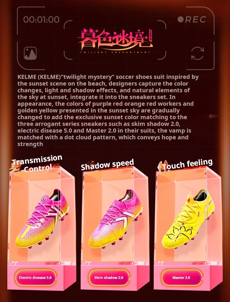 Kelme High-End Football Shoes Short Nail Anti-Slip Football Boots Artificial Grass Cushioning Training MG Football Shoes