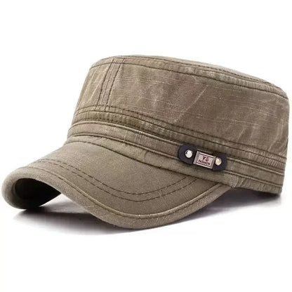 Casual Washed Cotton Flat Top Hat Adjustable Fisher Caps Men Women Cadet Military Cap Unique Design Vintage Cap Four Season ﻿