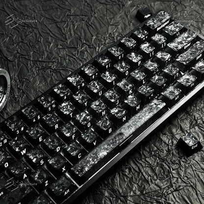 Black Carbon Fiber Translucent Cherry Keycap Kit PC 110 Key Suitable for 61/75/87/104/108 Magnetic Axis Keyboard Wooting