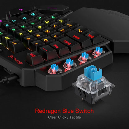 Redragon K585 DITI One-Handed RGB Mechanical Gaming Keyboard, 42-Key Hot-Swappable Gaming Keypad with Wrist Rest, Wired Type-C Professional Gaming Keyboard