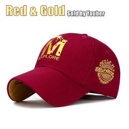 M letter Wolf Totem Embroidery Cotton Adjustable Baseball Cap Sun Hat Trucker Caps Dad Hats