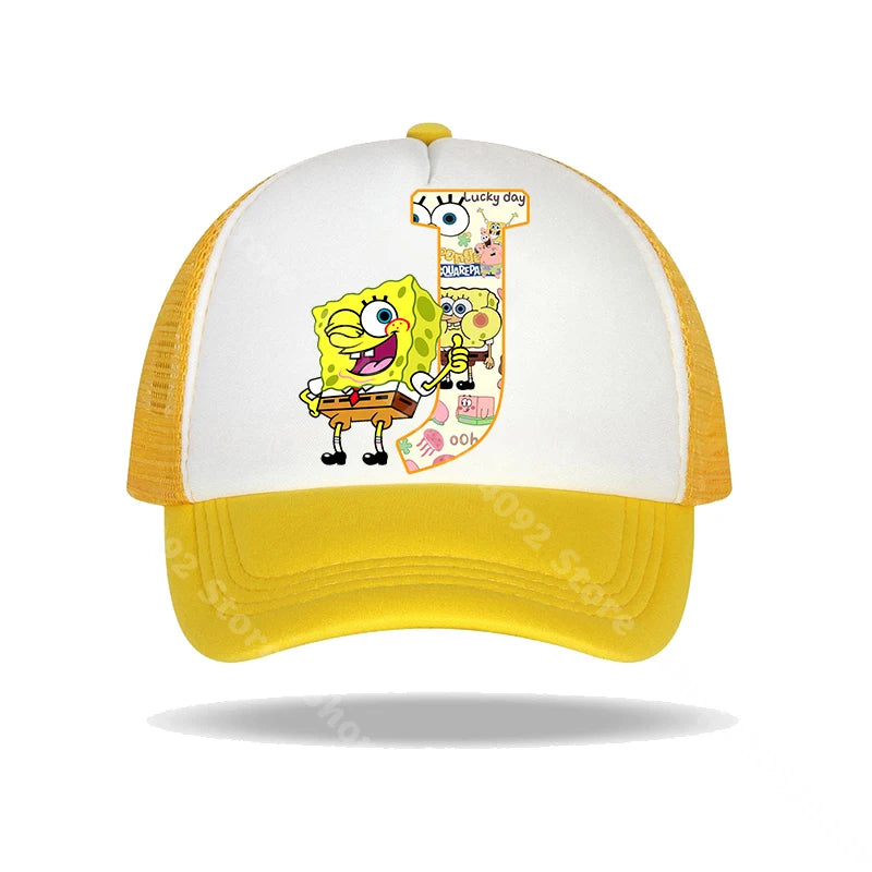 Καπέλο μπέιζμπολ SpongeBob SquarePants για παιδιά και ενήλικες με τυπωμένα γράμματα, καπέλα ηλίου, anime, καρτούν, ρυθμιζόμενα καπέλα με γείσο, καλοκαιρινό καπέλο για καθημερινή χρήση, νέο