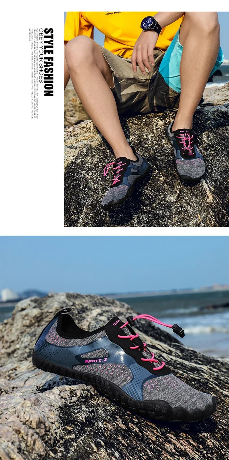 Men's Lightweight Refreshing Aqua Boots, Breathable Women's Outdoor Water Shoes, Anti-Slippery Wear-Resistant Sports Hiking Sneakers