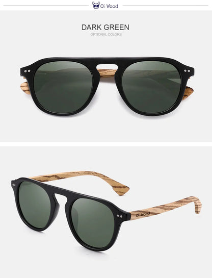 Oi Wood Brand Classic Sunglasses For Mem Women Polarized UV400 Protection Eyewear Wooden Black Glasses Zebra Wood
