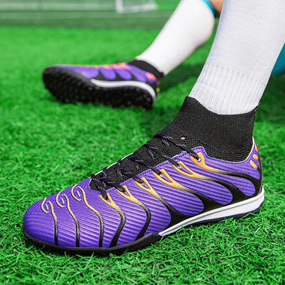 Chaussures de Football pour hommes, chaussures de Sport FG/TF, bottes d'entraînement en plein air pour garçons, antidérapantes, longues pointes, Futsal d'intérieur confortables