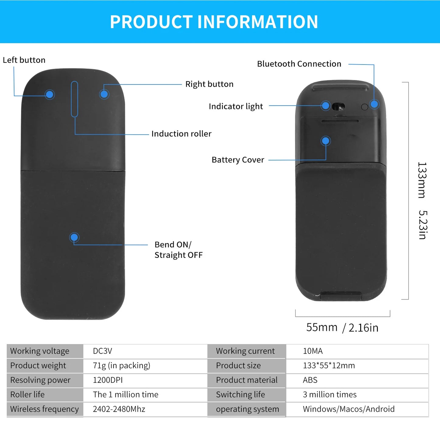Bluetooth Arc Touch Mouse For Microsoft Surface Wireless Ergonomic Mouse Computer 3D Silent Laser Mice For Laptop PC Windows