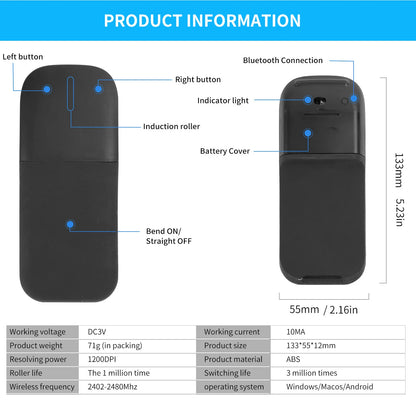 Bluetooth Arc Touch Mouse For Microsoft Surface Wireless Ergonomic Mouse Computer 3D Silent Laser Mice For Laptop PC Windows