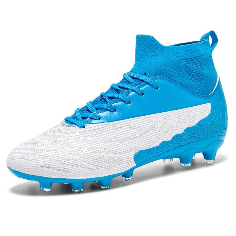 Chaussures de Football noires pour hommes, crampons AG/FG, bottes d'entraînement pour hommes, chaussures de Sport à cheville haute, baskets pour enfants et adultes 35-45