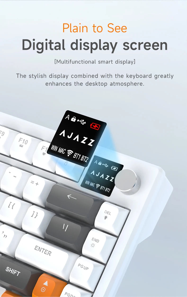 AJAZZ AF82 Office Low-Profile-Tastatur RGB kabelgebundene/kabellose Gaming-Tastatur 75%-Layout 82 Tasten 4000mAh Akku für Win/Mac