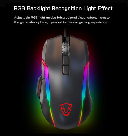 MOTOSPEED V90 Wired Gaming Mouse RGB, 5000 DPI Programmable Gaming Mouse with 9 Buttons, PMW3325 Optical Sensor, USB Wired Gaming Mouse for PC & Laptop