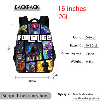 Fortnites SchoolBags Boys Girls Backpacks Large-capacity Knapsack High-quality Bookbags Fortress Night Figure Laptop Bag Gift