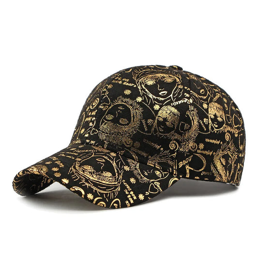 New Graffiti Baseball Cap, Gold Stamping Outdoor Hip-hop Joker Cap, Street Cool Baseball Hat, For Men And Women Sports Hat