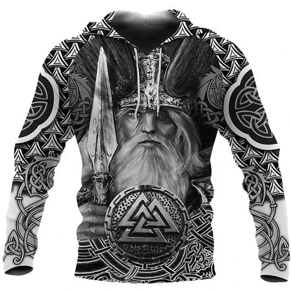 2024 Mens Hoodies Eagle Tattoo Pattern Vikings 3D Printed Fashion Casual Harajuku Hip Hop Autumn And Winter Oversized Sudaderas, produit gaming premium Fraquane