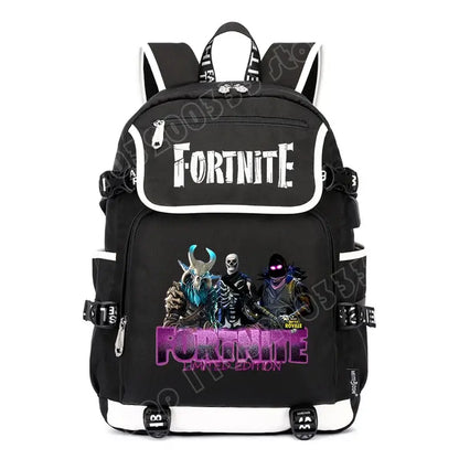Zaino Fortnites di grande capacità, borsa casual a tracolla con porta USB, unisex, stile anime, cartella per studenti, nuovo regalo di cancelleria elegante