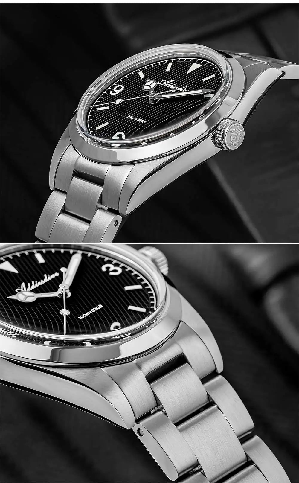 ADDIESDIVE herenhorloge – 316L roestvrijstalen kast, waterdicht tot 10 bar, lichtgevend display, model AD2096 – Luxe quartzhorloge