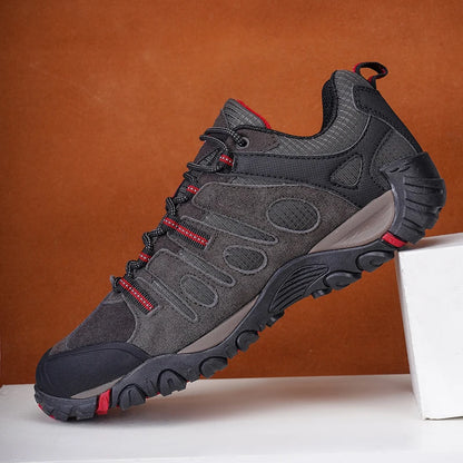 HIKEUP Hiking Shoes Men's Winter Climbing Trekking Sneakers for Men Leather Breathable Outdoor Anti-Skid Sports Work Shoes