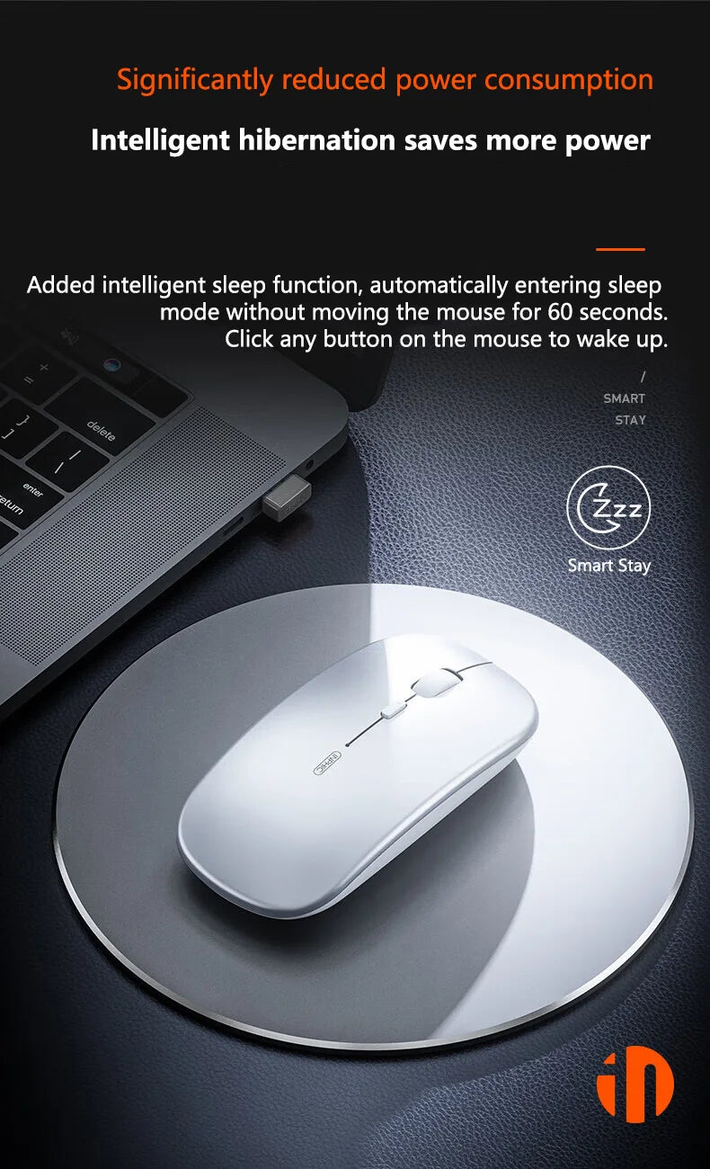 Inphic M1P Rechargeable 2.4G Wireless Mouse Battery Level Display Office Mute Ultra Thin Portable Mouse for Laptop