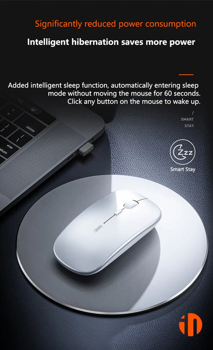 Inphic M1P Rechargeable 2.4G Wireless Mouse Battery Level Display Office Mute Ultra Thin Portable Mouse for Laptop