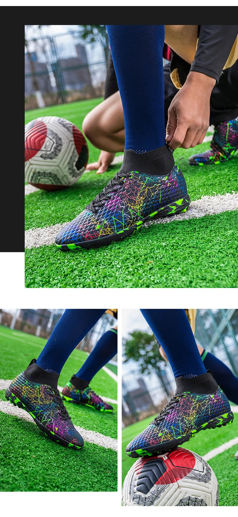 Nouvelles chaussures de football pour hommes, crampons pour terrain extérieur, baskets montantes très vendues pour intérieur, chaussures de football de haute qualité, chaussures de futsal antidérapantes