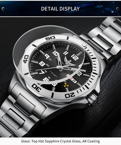 YELANG V1019 Men's Luminous Watch 44mm Mechanical Sapphire Miyota 8205 Automatic Movement 100m Waterproof Diver's Watch for Men