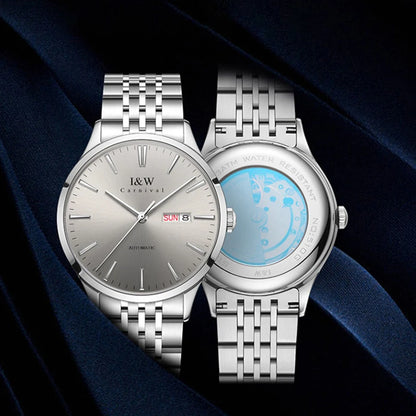 Carnival High-end Series I&W Brand Automatické mechanické hodinky Pánske vodotesné hodinky Oceľ 316L Safír Pánske hodinky na biznis