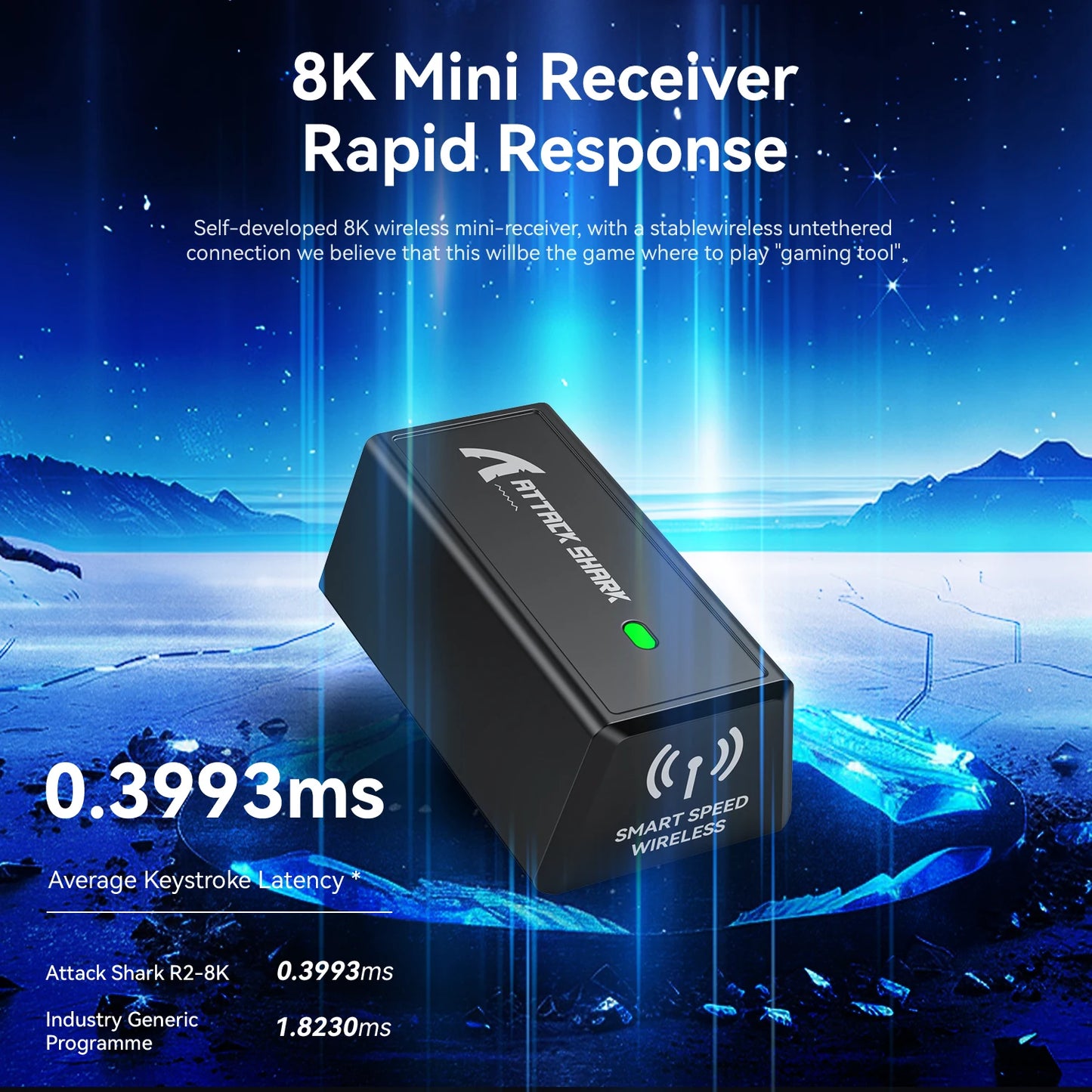 Attack Shark R2 bežični gaming miš PAW3950 8K od magnezijeve legure, lagani gaming miš s Bluetooth tri-mode povezivanjem za gaming/ured