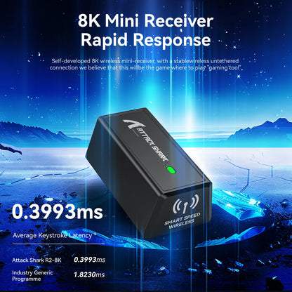 Attack Shark R2 bežični gaming miš PAW3950 8K od magnezijeve legure, lagani gaming miš s Bluetooth tri-mode povezivanjem za gaming/ured
