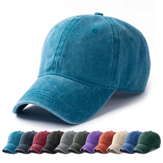 Men Women 53-56cm 56-59cm 60-63cm Vintage Unstructured Baseball Cap Washed Cotton Adjustable Cap for Big/ Small Head and Kids