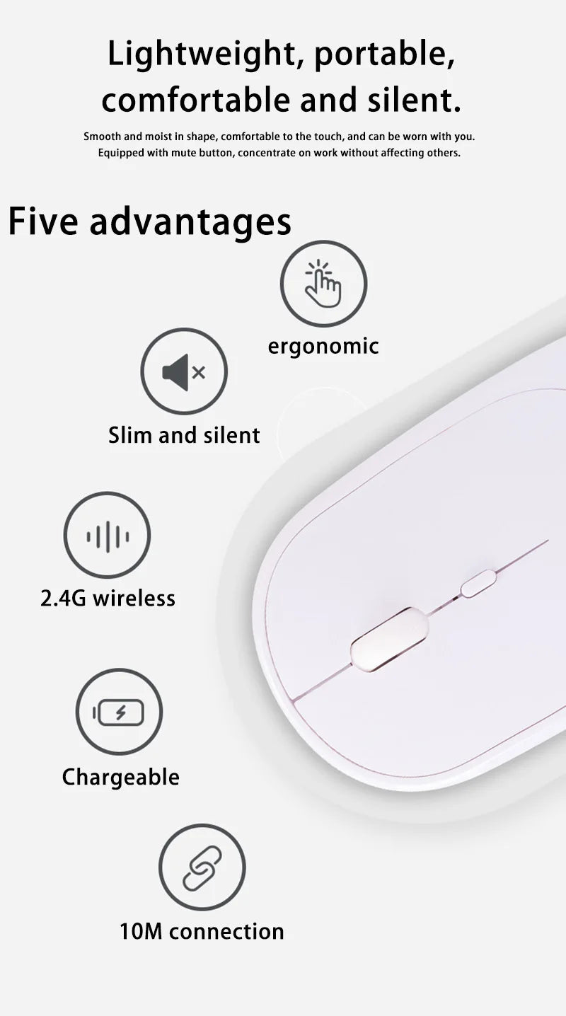 Lenovo Wireless Mouse USB Rechargeable Ergonomic Adjustable DPI Office Silent 2.4G Bluetooth Optical Electric Mice Game Office