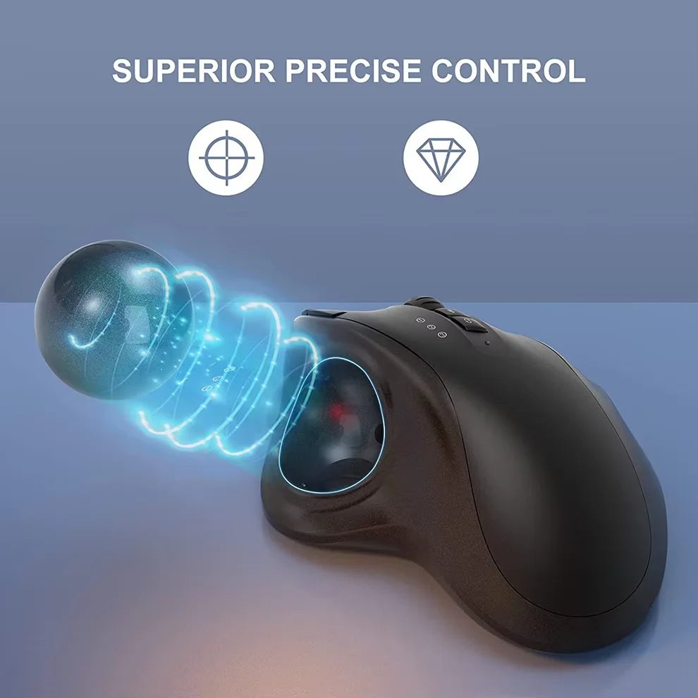 2400DPI Trackball Mouse, 2.4G & Bluetooth Rechargeable Mouse with EVA Case Bag Vertical Ergonomic Mice for Laptop iPad MacBook
