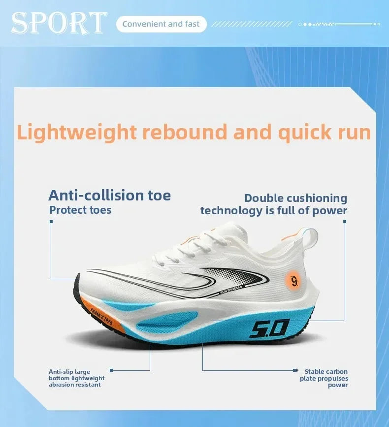 Unisex 2025 Full Carbon Plate Running Shoes Professional Marathon Racing Lightweight Bounce Cushion Breathable Sports Sneakers
